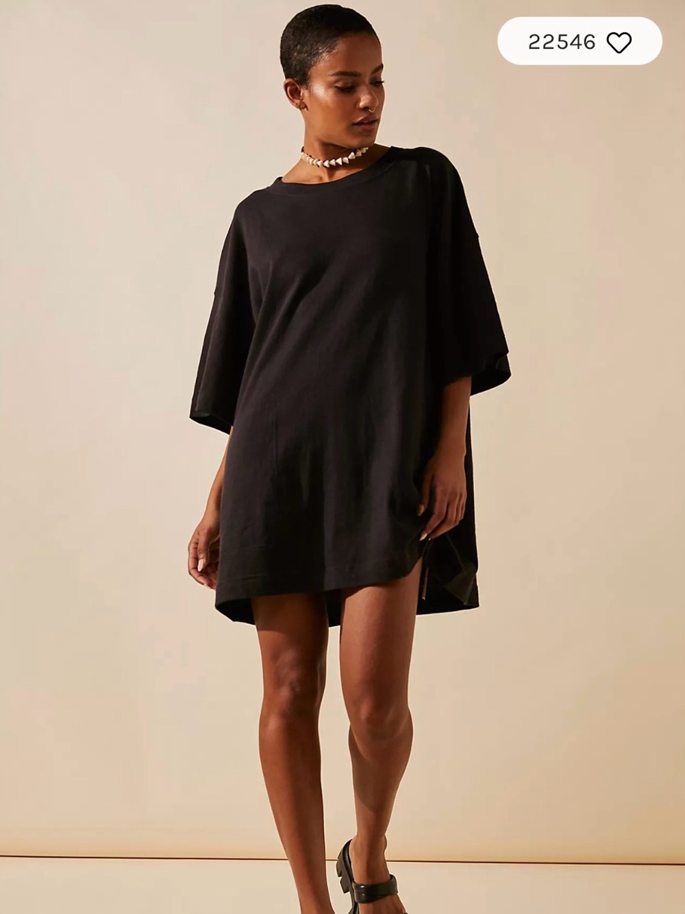 Free People Essential Extreme Tee Mini Dress - black L